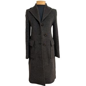Brown Gray Wool Coat, XS
